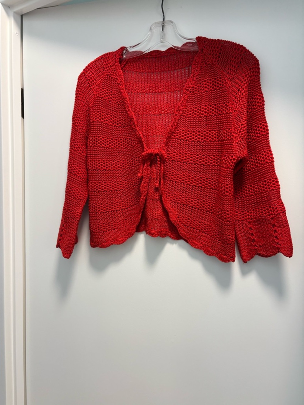 Red Knit Tie-Front Women's Sweater